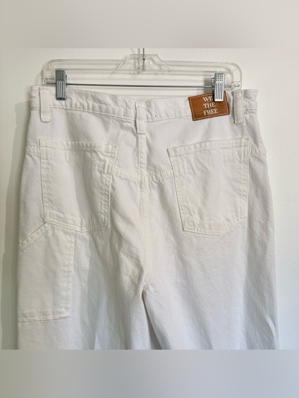 We The Free People Size 31 Tinsley Baggy Jeans White High Rise Straight Leg - Picture 7 of 11